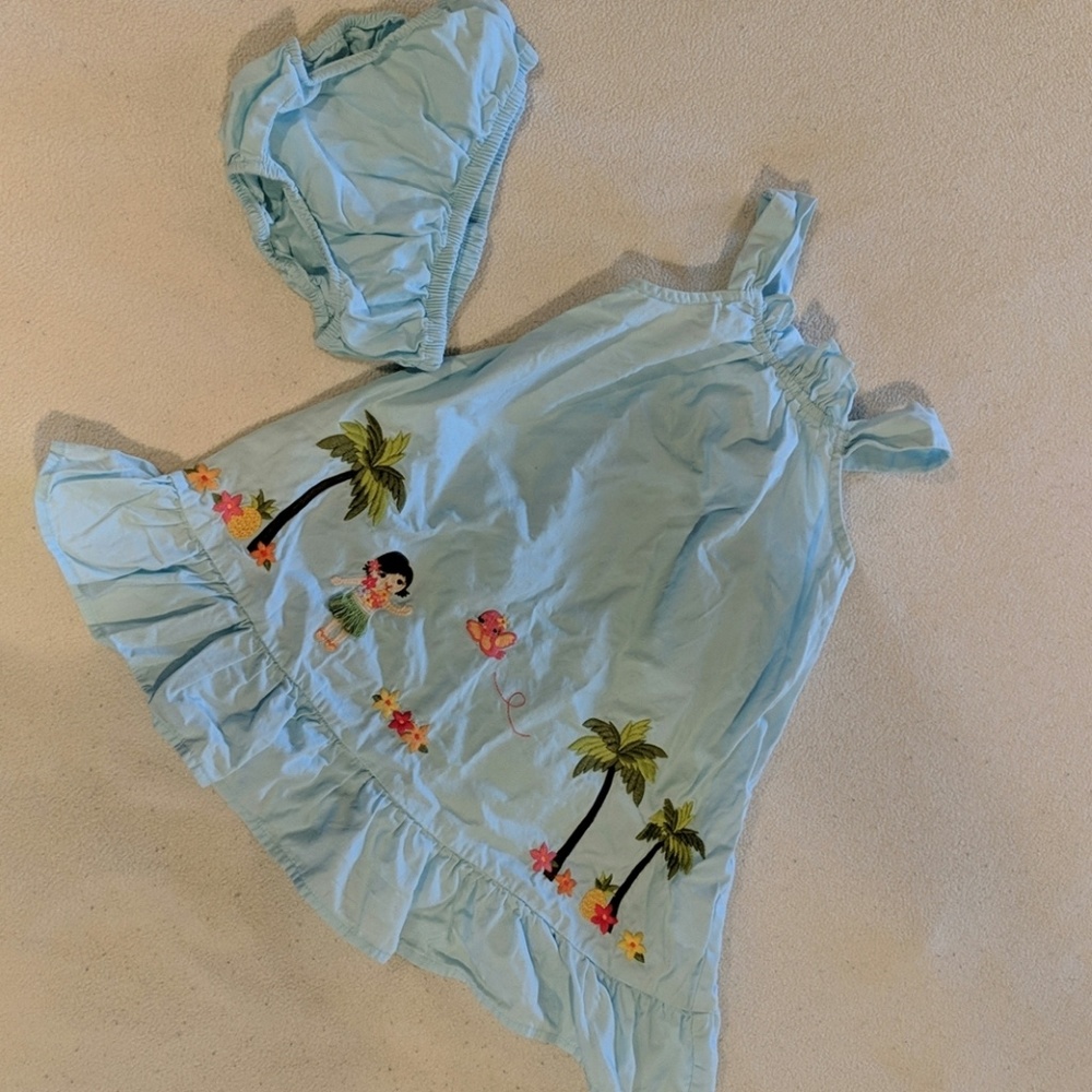 Light blue Hawaiian themed summer dress 3T